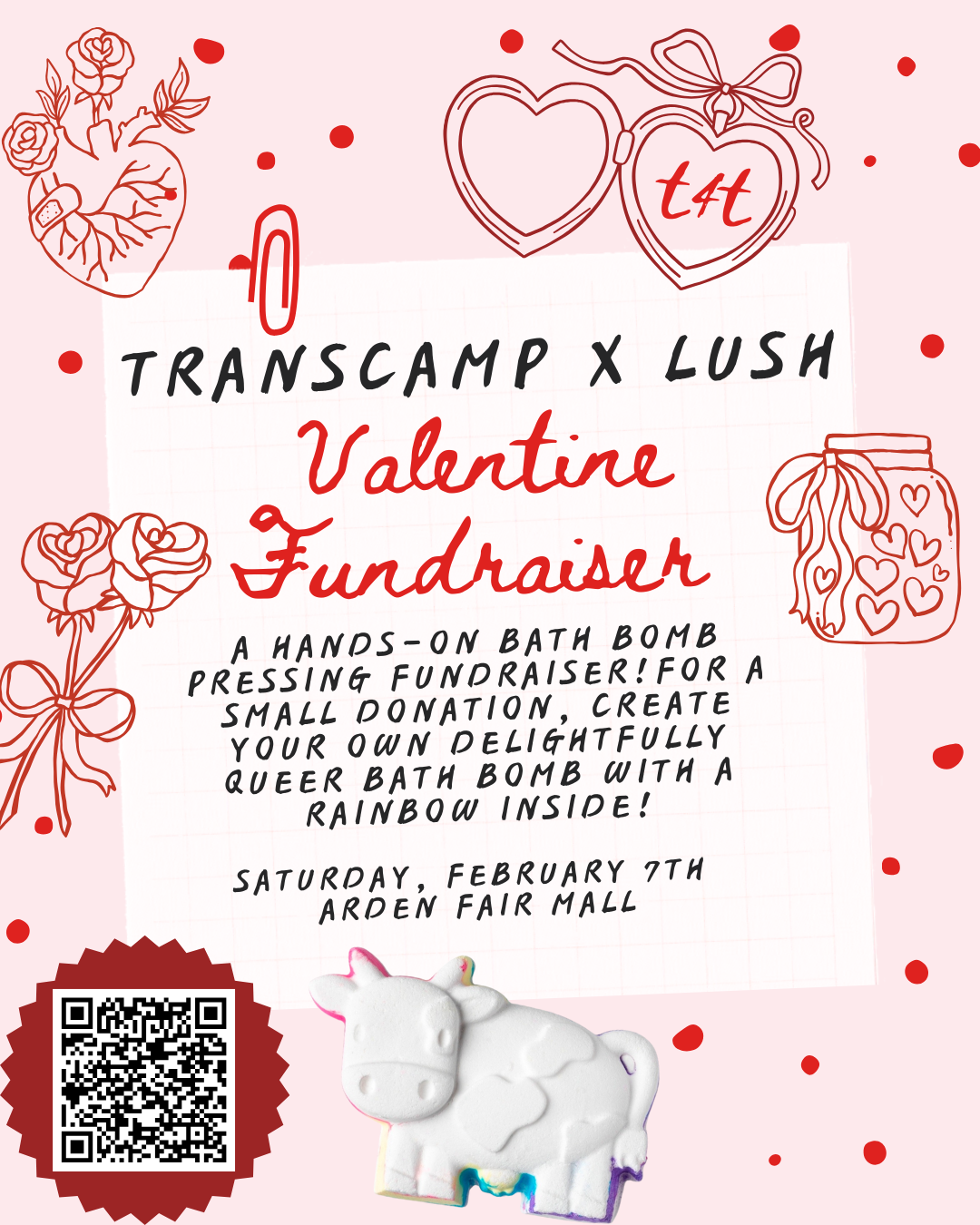 Saturday, February 7th Arden Fair Mall a hands-on bath bomb pressing fundraiser!for a small donation, create your own delightfully queer bath bomb with a rainbow inside!