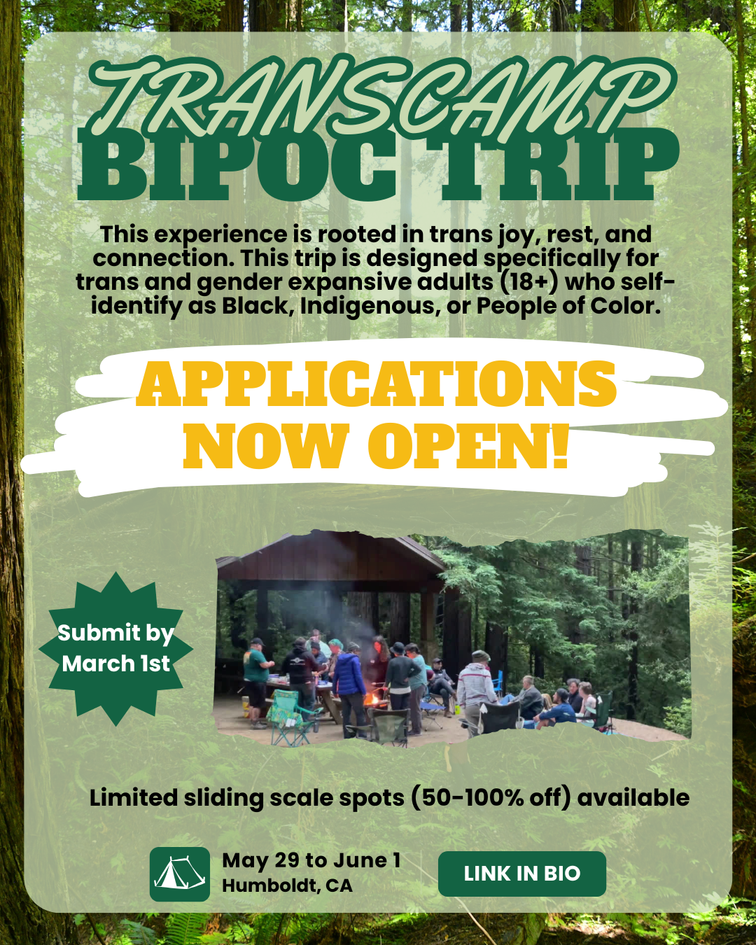 Transcamp's BIPOC trip A trip for us, by us Applications open February 1 - March 1, 2026